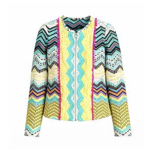 Molly Bracken Colorful Embroidered Zipper Jacket NWT Medium
